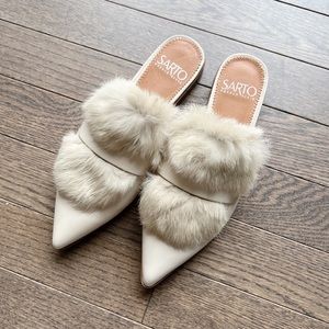 Franco Sarto Rabbit Fur Slides